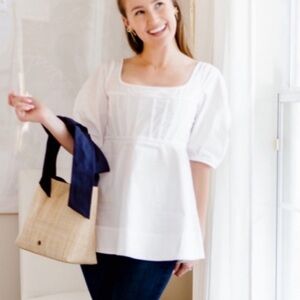 Tuckernuck Nealy White Puff Sleeve Blouse Size Medium